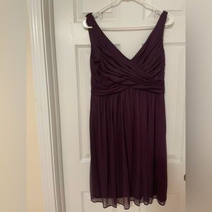 Plum Short Cowl Back Bridesmaid Formal Dress